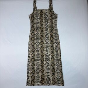 SHEIN Snake Skin Maxi Dress Kids Size 10Y Brown Sleeveless Square Neck